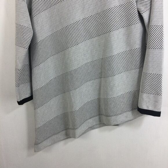 BYLYSE Geometric Stripe Asymmetric Hem Tunic Knit Sweater Off-White Size Medium - Picture 3 of 9